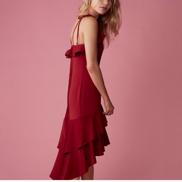 Express Red Ruffle Dress - Picture 2 of 3
